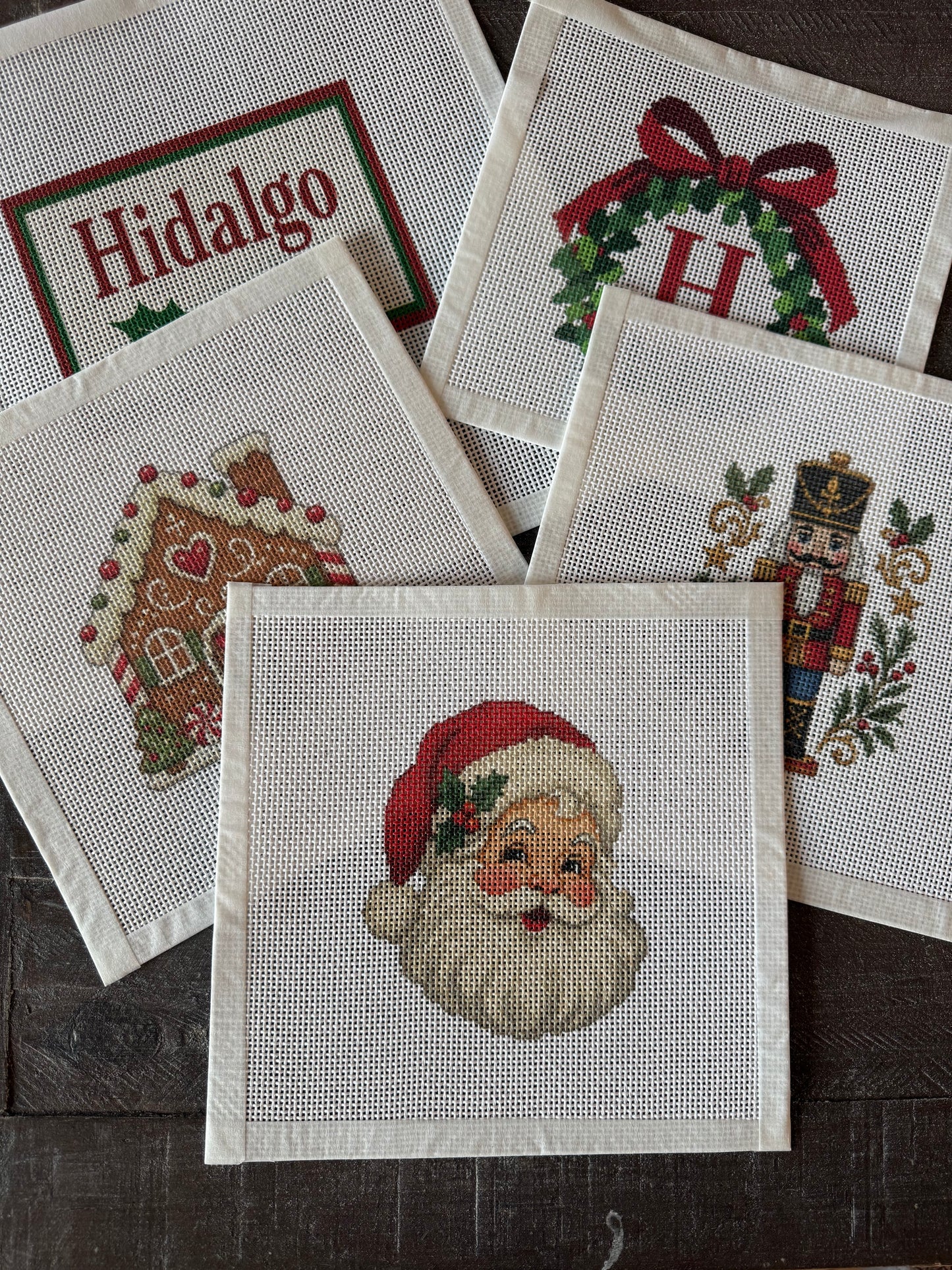 Christmas Wreath Monogram Needlepoint- Kit
