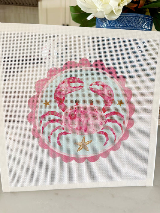 Pink Crab- Needlepoint Kit