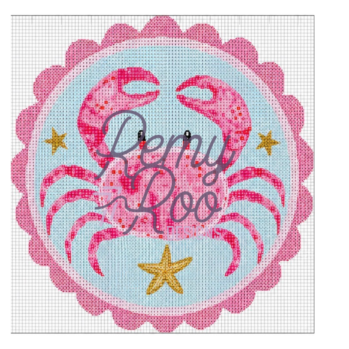 Pink Crab- Needlepoint Kit