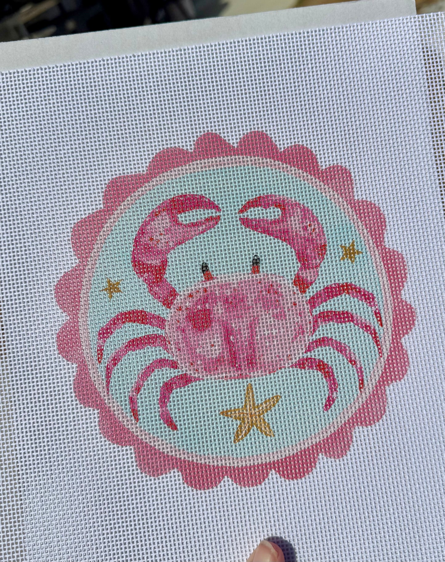 Pink Crab- Needlepoint Kit